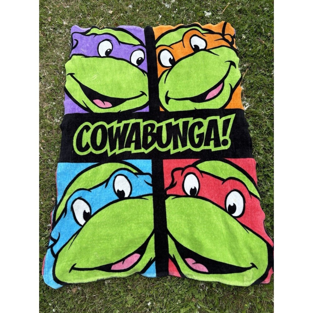Teenage Mutant Ninja Turtles Fleece Blanket Throw COWABUNGA Nickelodeon 50x36 in - Picture 1 of 7